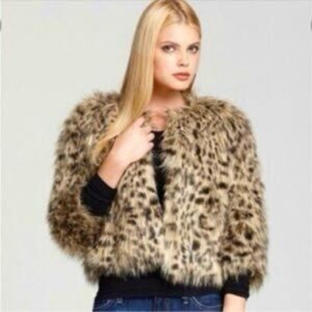 Michael Kors Leopard Print Faux Fur jacket